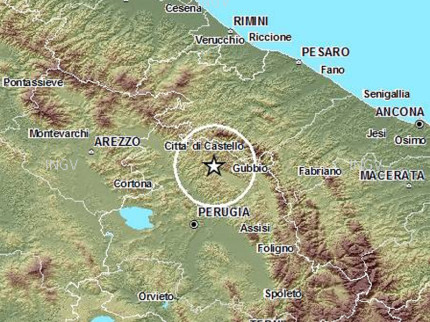 La mappa del terremoto tra Marche e Umbria del 9 luglio 2014
