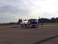 Rete ECMO per il trasporto aereo di malati: il decollo da Fano