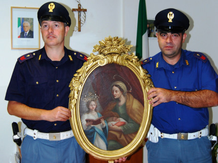 La Polizia di Stato recupera opera d’arte rubata dalla Chiesa di Santa Caterina di Urbania