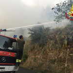 Un vasto incendio si è sviluppato sul Colle San Bartolo, nel pesarese