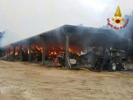 Incendio causato da un fulmine a Isola del Piano