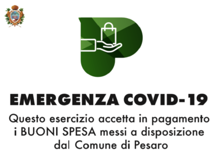 Locandina per le attività commerciali che accettano i buoni alimentari a Pesaro