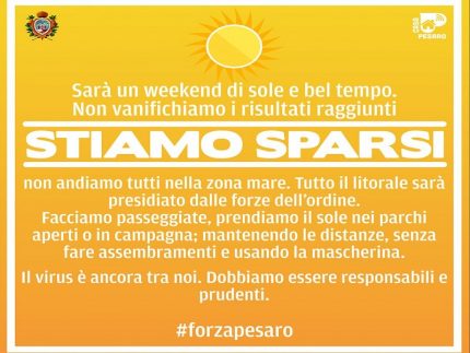 Invito al distanziamento sociale diretto ai cittadini di Pesaro