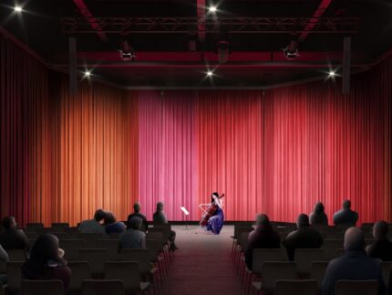 Rendering del "Piccolo" previsto presso il teatro Rossini di Pesaro
