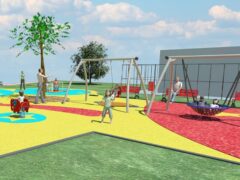 Rendering del parco in via Petri a Fano