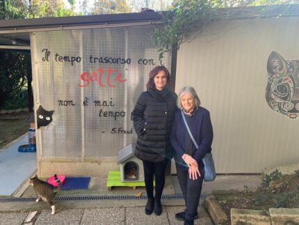 Maria Rosa Conti e Costanza Lucchino al gattile comunale di Ponte Valle