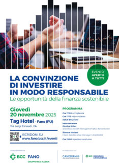BCC Fano: il 20 novembre un convegno sulla finanza sostenibile