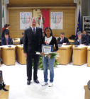 Il presidente del Coni - Provincia di Pesaro Alberto Paccapelo premia Yessica Stortini Perez